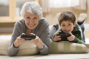 woman and child playing video games