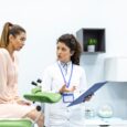 doctor talking to woman